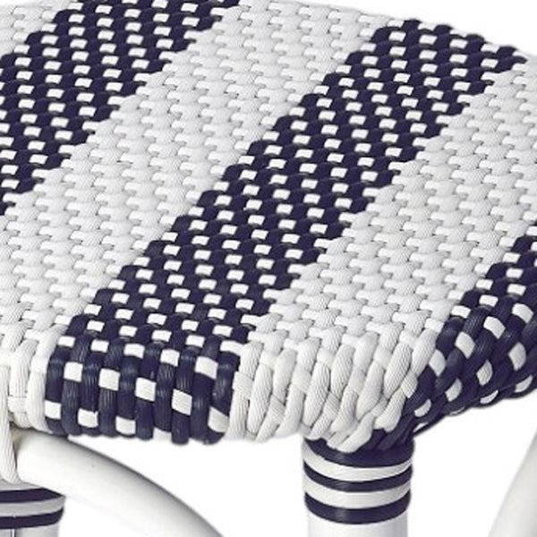 HomeRoots 24" Stylish Blue & White Rattan Backless Counter Stool – Perfect for Indoor & Outdoor Spaces! 389083