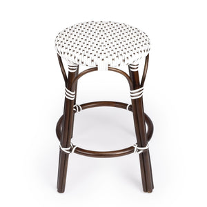 HomeRoots 24" Brown & White Rattan Backless Counter Stool - Stylish, Lightweight, Versatile for Indoor/Outdoor Use 389086