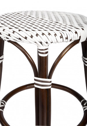 HomeRoots 24" Brown & White Rattan Backless Counter Stool - Stylish, Lightweight, Versatile for Indoor/Outdoor Use 389086