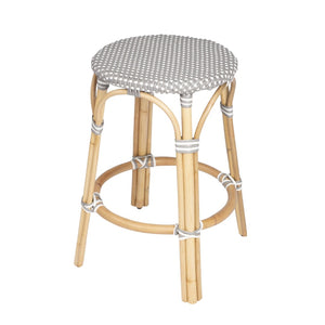 HomeRoots 24" Stylish Backless Counter Height Bar Stool with Natural Gray Mosaic Seat & Rattan Base for Comfort 389088