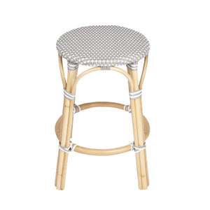 HomeRoots 24" Stylish Backless Counter Height Bar Stool with Natural Gray Mosaic Seat & Rattan Base for Comfort 389088