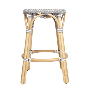 HomeRoots 24" Stylish Backless Counter Height Bar Stool with Natural Gray Mosaic Seat & Rattan Base for Comfort 389088