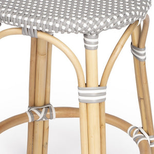 Homeroots 24" Natural Gray And White Rattan Backless Counter Height Bar Chair   389088