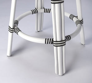 HomeRoots 24" Chic Black and White Rattan Backless Counter Stool - Stylish Bistro Design for Indoor & Outdoor Use 389091