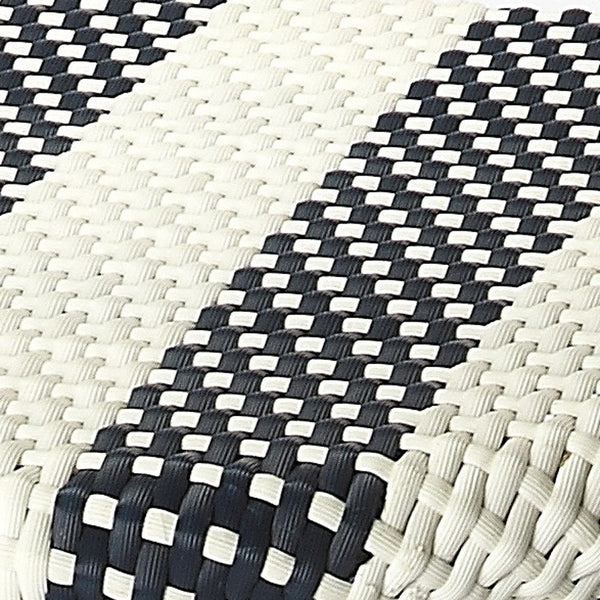 Homeroots 24" Blue White And Natural Rattan Backless Counter Height Bar Chair   389092