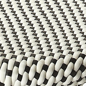 Homeroots 24" Black And White And Natural Heavy Duty Plastic And Rattan Backless Counter Height Bar Chair   389094