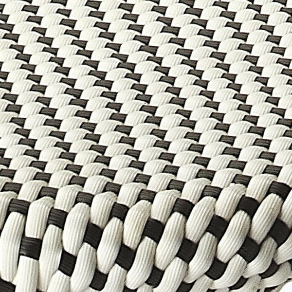 Homeroots 24" Black And White And Natural Heavy Duty Plastic And Rattan Backless Counter Height Bar Chair   389094