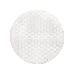 Homeroots 24" White And Natural Heavy Duty Rattan Backless Counter Height Bar Chair   389100