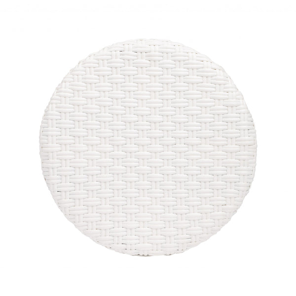 Homeroots 24" White And Natural Heavy Duty Rattan Backless Counter Height Bar Chair   389100