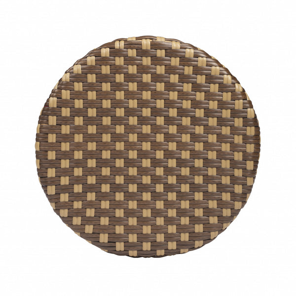 Homeroots 24" Natural And Brown Rattan Backless Counter Height Bar Chair   389104