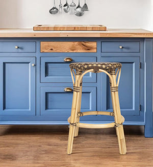 Homeroots 24" Natural And Brown Rattan Backless Counter Height Bar Chair   389104