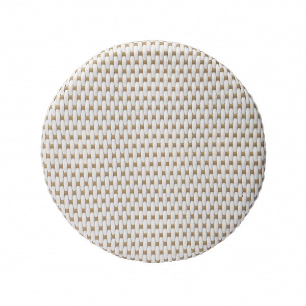 Homeroots 24" Beige White And Natural Rattan Backless Counter Height Bar Chair   389108