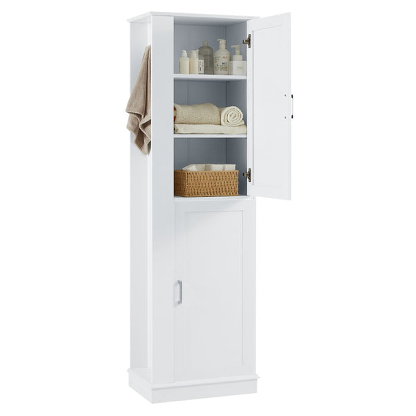 English Elm Tall Bathroom Storage Cabinet - Freestanding Mdf Organizer With Adjustable Shelves & Modern White Finish N725P241834K-GIGA