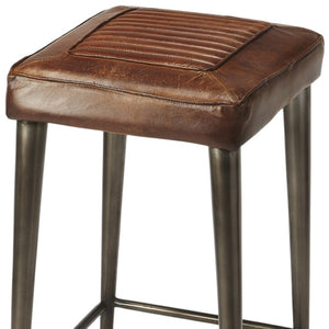 HomeRoots 32" Stylish Brown and Gray Backless Counter Height Bar Chair for Modern Kitchens and Dining Spaces 389112