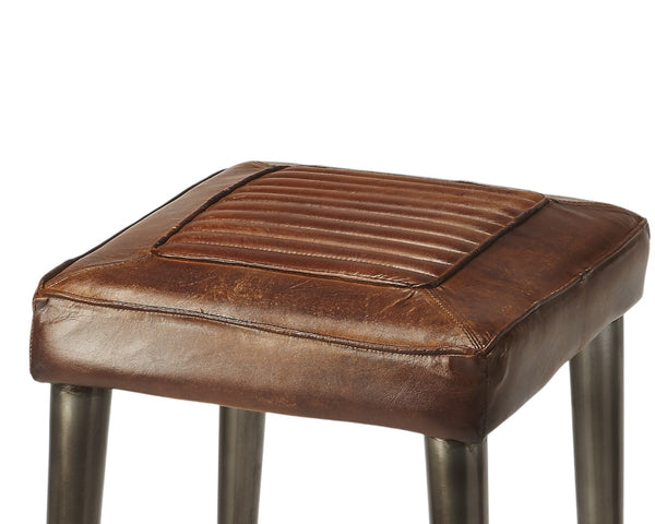 HomeRoots 32" Stylish Brown and Gray Backless Counter Height Bar Chair for Modern Kitchens and Dining Spaces 389112