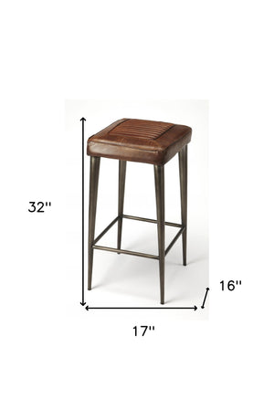 Homeroots 32" Brown And Gray Manufactured Wood And Iron Backless Counter Height Bar Chair  Iron 389112