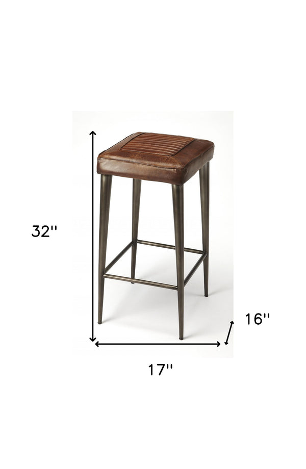 Homeroots 32" Brown And Gray Manufactured Wood And Iron Backless Counter Height Bar Chair  Iron 389112