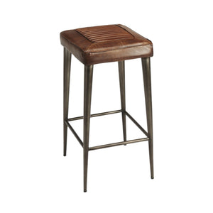 HomeRoots 32" Stylish Brown and Gray Backless Counter Height Bar Chair for Modern Kitchens and Dining Spaces 389112