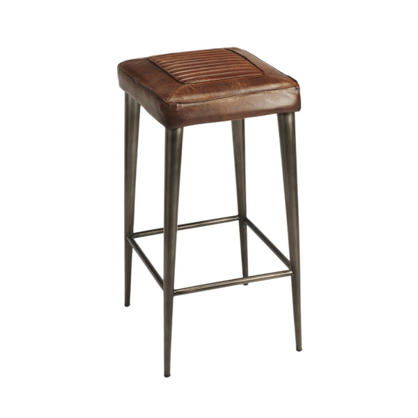 HomeRoots 32" Stylish Brown and Gray Backless Counter Height Bar Chair for Modern Kitchens and Dining Spaces 389112