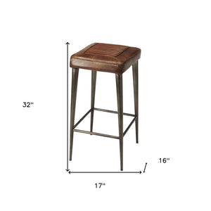 HomeRoots 32" Stylish Brown and Gray Backless Counter Height Bar Chair for Modern Kitchens and Dining Spaces 389112