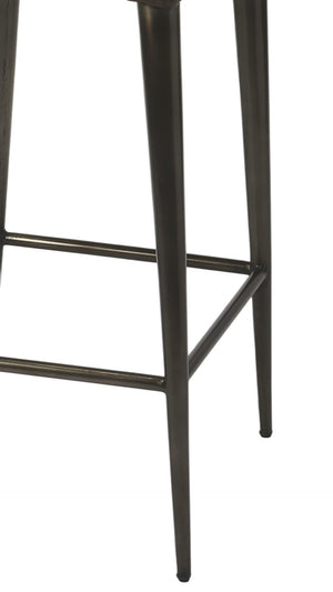 HomeRoots 32" Stylish Brown and Black Bar Chair - Comfortable Manufactured Wood with Iron Frame for Modern Spaces 389113