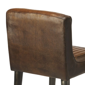 HomeRoots 32" Stylish Brown and Black Bar Chair - Comfortable Manufactured Wood with Iron Frame for Modern Spaces 389113