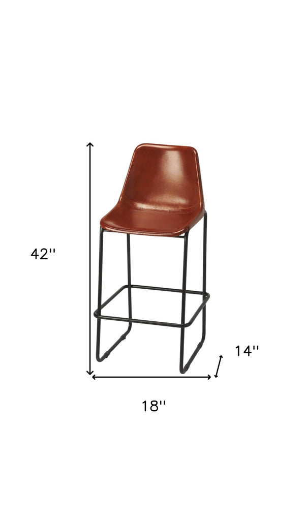 HomeRoots 28" Modern Brown and Black Bar Chair – Stylish Manufactured Wood and Iron Design for Comfort & Support 389114