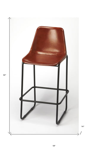 Homeroots 28" Brown And Black Manufactured Wood And Iron Bar Chair  Iron 389114