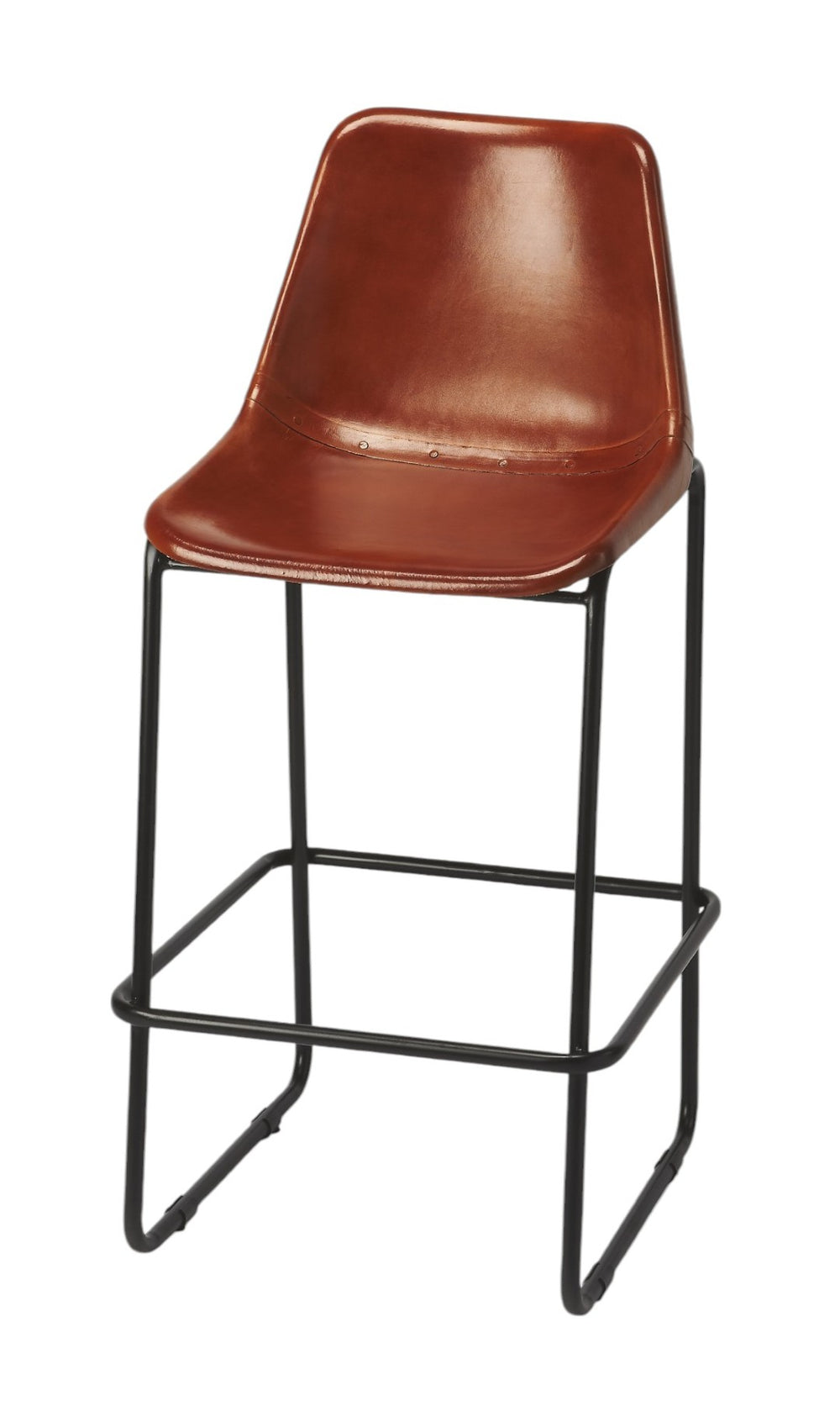 HomeRoots 28" Modern Brown and Black Bar Chair – Stylish Manufactured Wood and Iron Design for Comfort & Support 389114