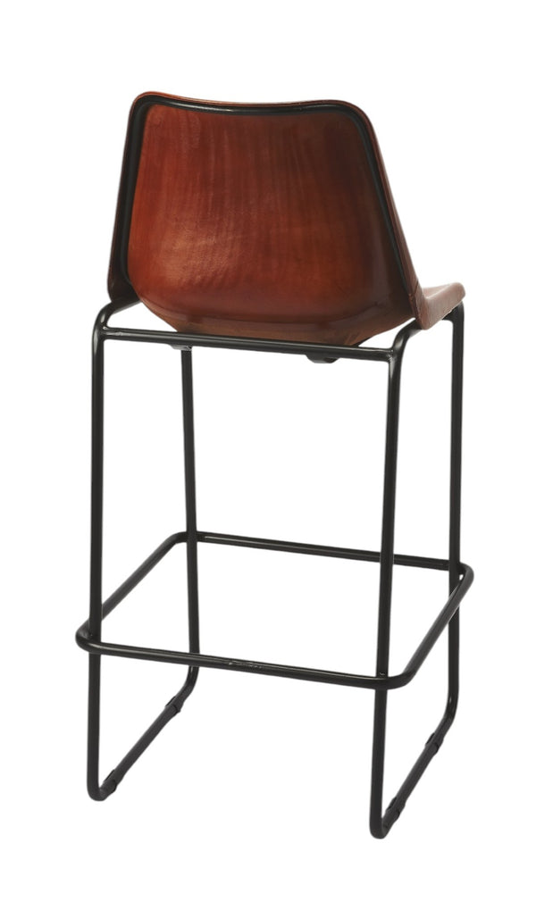 HomeRoots 28" Modern Brown and Black Bar Chair – Stylish Manufactured Wood and Iron Design for Comfort & Support 389114