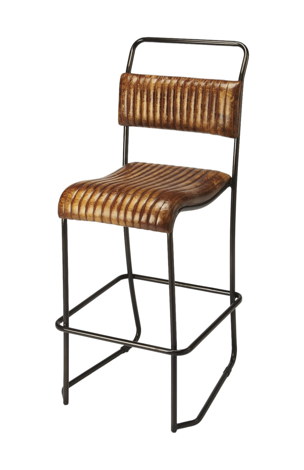 Homeroots 31" Brown And Black Iron Bar Chair   389115