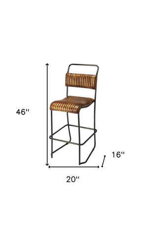 Homeroots 31" Brown And Black Iron Bar Chair   389115