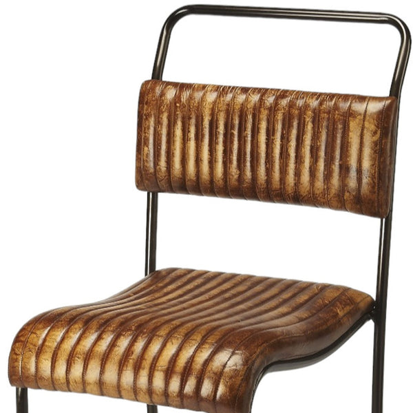 Homeroots 31" Brown And Black Iron Bar Chair   389115