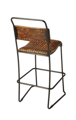 HomeRoots 31" Brown and Black Iron Bar Chair - Stylish, Durable Seating for Modern Homes and Cafés 389115
