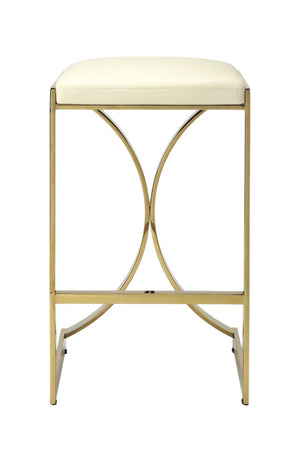 HomeRoots 24" Off White and Gold Faux Leather Backless Bar Chair - Modern Design for Stylish Spaces & Comfort 389117