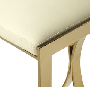HomeRoots 24" Off White and Gold Faux Leather Backless Bar Chair - Modern Design for Stylish Spaces & Comfort 389117