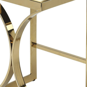 HomeRoots 24" Off White and Gold Faux Leather Backless Bar Chair - Modern Design for Stylish Spaces & Comfort 389117