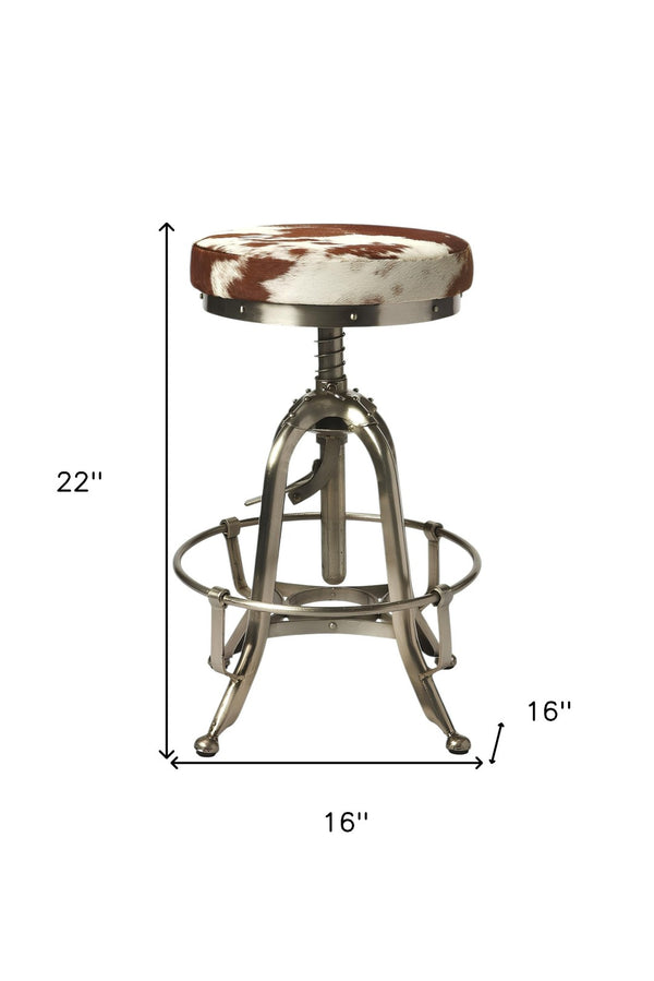 HomeRoots Brown Backless Swivel Bar Chair with Iron Base – Stylish Comfort for Home Bars & Small Spaces 389123