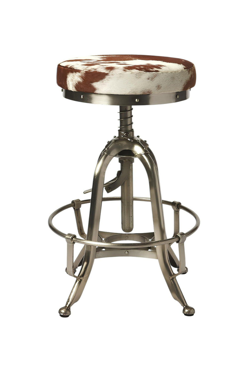 HomeRoots Brown Backless Swivel Bar Chair with Iron Base – Stylish Comfort for Home Bars & Small Spaces 389123