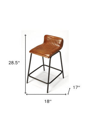Homeroots 24" Brown And Black Manufactured Wood And Iron Counter Height Bar Chair   389124