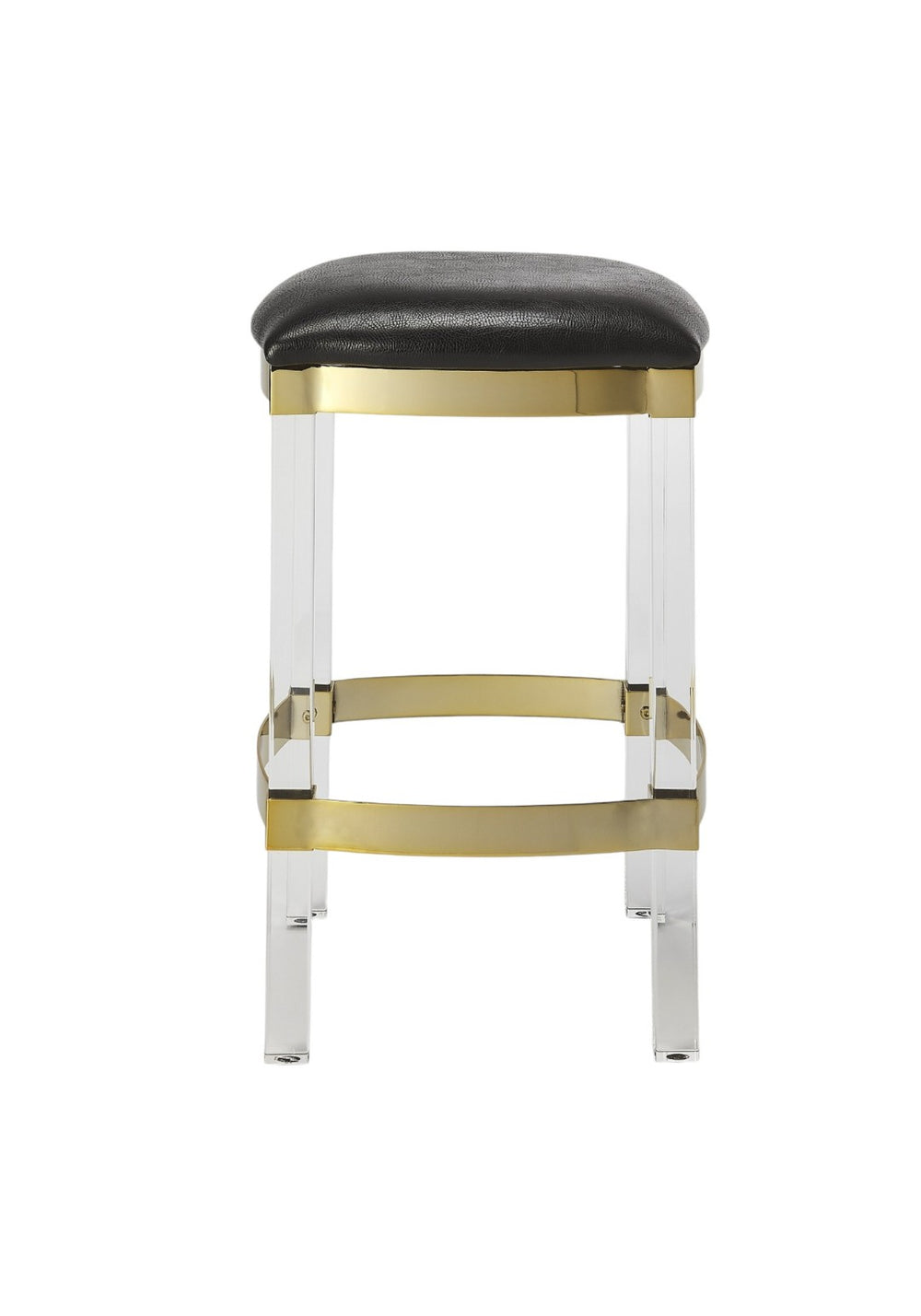 HomeRoots 24" Sleek Black and Clear Stainless Steel Backless Counter-Height Bar Chair for Modern Spaces 389125