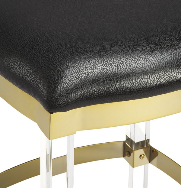HomeRoots 24" Sleek Black and Clear Stainless Steel Backless Counter-Height Bar Chair for Modern Spaces 389125
