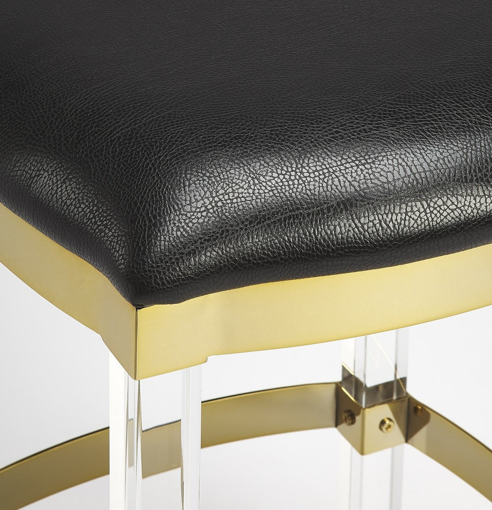 Homeroots Black And Clear Stainless Steel And Steel Backless Counter Height Bar Chair   389125