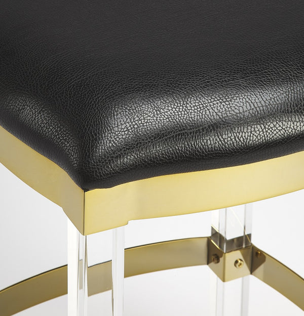 Homeroots Black And Clear Stainless Steel And Steel Backless Counter Height Bar Chair   389125