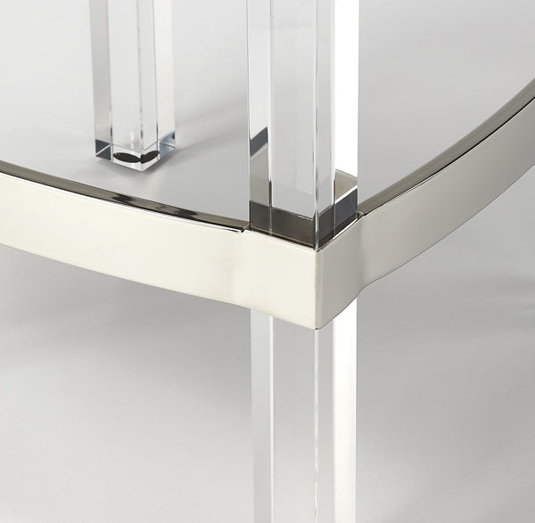 Homeroots 24" White And Clear Stainless Steel And Acrylic Backless Counter Height Bar Chair   389126