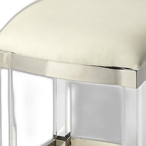 Homeroots 24" White And Clear Stainless Steel And Acrylic Backless Counter Height Bar Chair   389126
