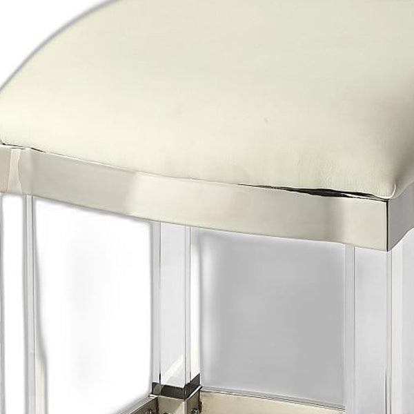 Homeroots 24" White And Clear Stainless Steel And Acrylic Backless Counter Height Bar Chair   389126