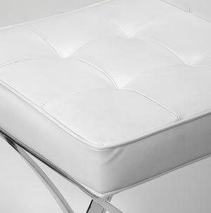 Homeroots 29" Off White And Silver Iron Bar Chair  Leather 389128