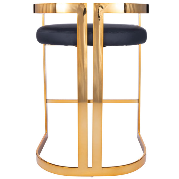 HomeRoots 28" Black and Gold Iron Low Back Counter Chair - Stylish, Durable Seating for Modern Spaces 389129