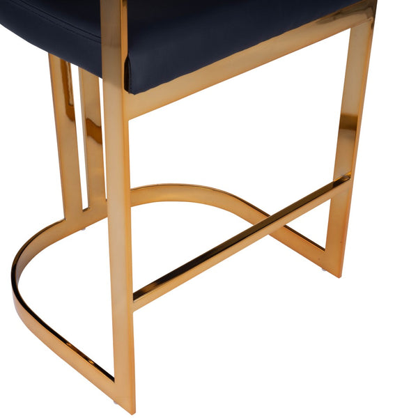 HomeRoots 28" Black and Gold Iron Low Back Counter Chair - Stylish, Durable Seating for Modern Spaces 389129